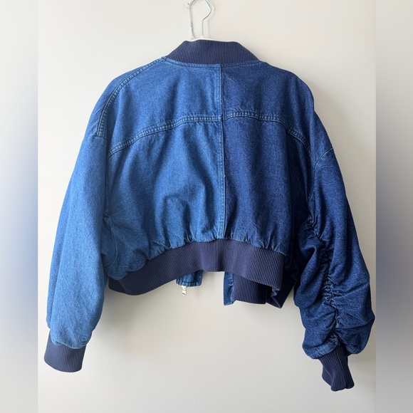 Zara Multi Color Denim Cropped Bomber - Picture 2 of 4